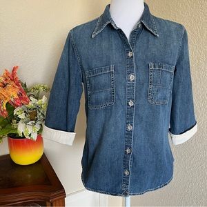 GAP 3/4 Sleeve Button Down Jean Shirt